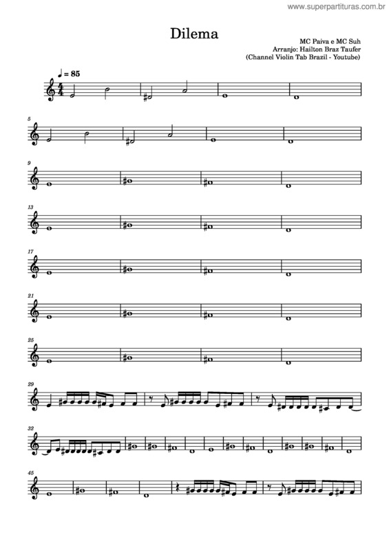 Partitura da música Dilema v.2