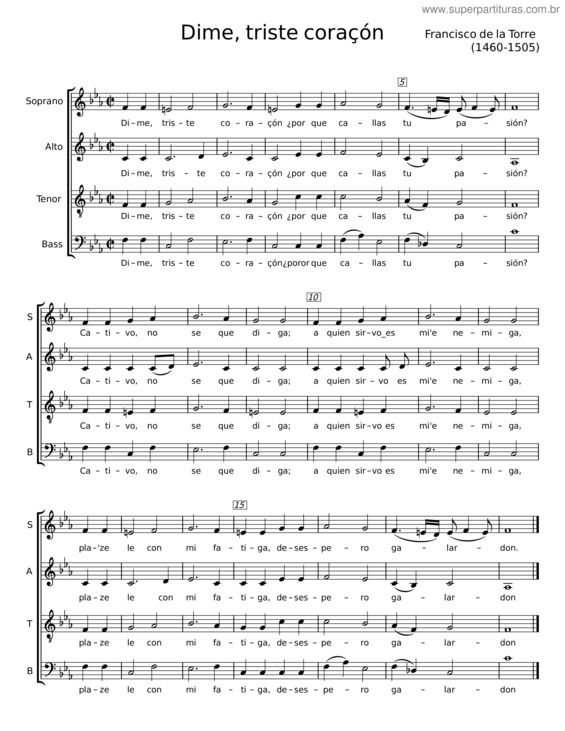 Partitura da música Dime, Triste Coraçón