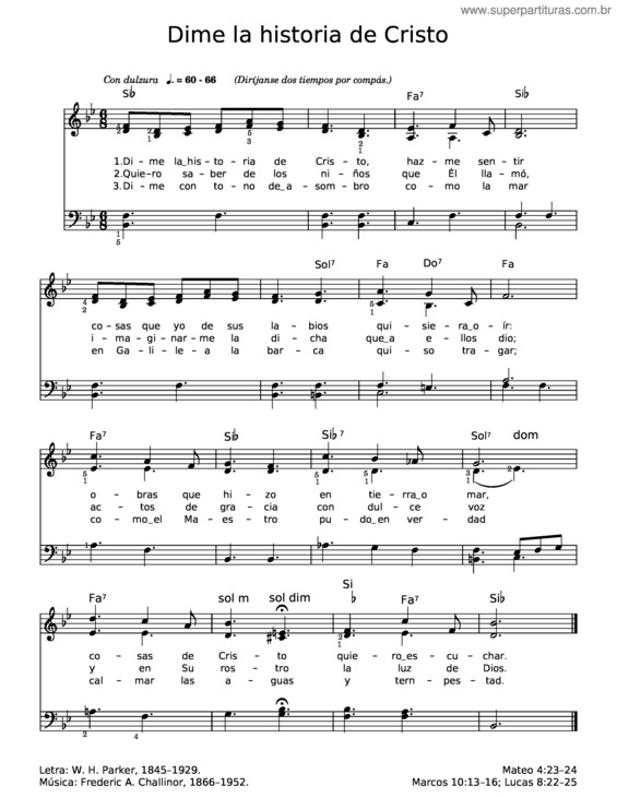 Partitura da música Dime La Historia De Cristo – Wililam Henry Parker;Frederick Arthur Challinor