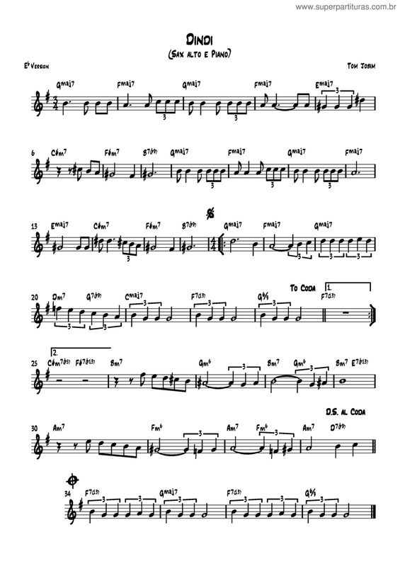 Partitura da música Dindi v.17