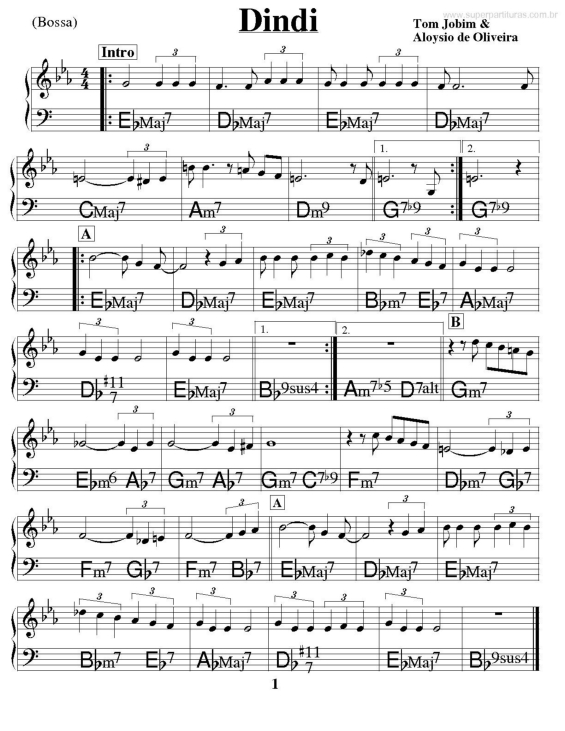 Partitura da música Dindi