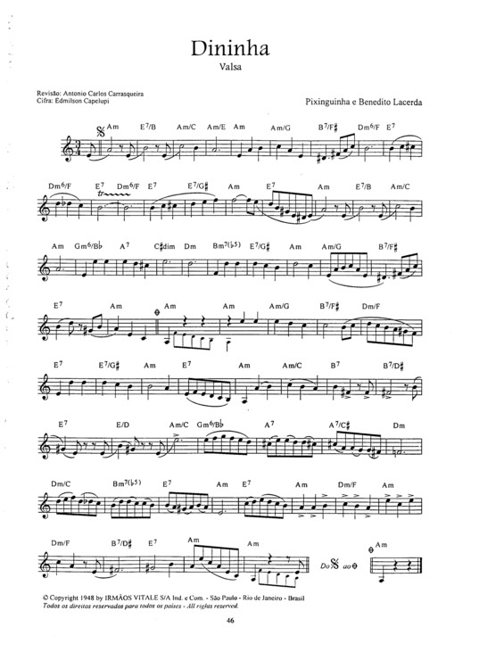 Partitura da música Dininha v.2