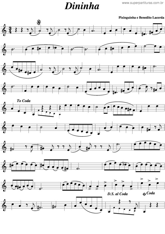 Partitura da música Dininha