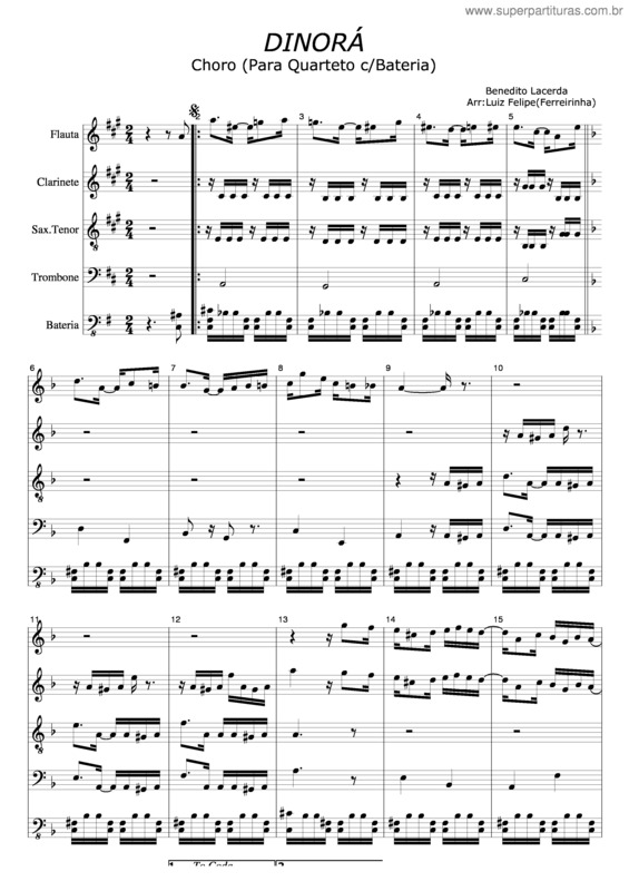 Partitura da música Dinorah