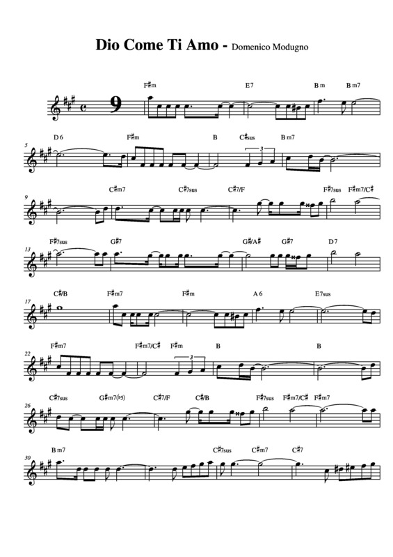 Partitura da música Dio Come Ti Amo v.2