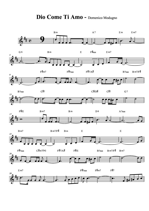 Partitura da música Dio Come Ti Amo v.3