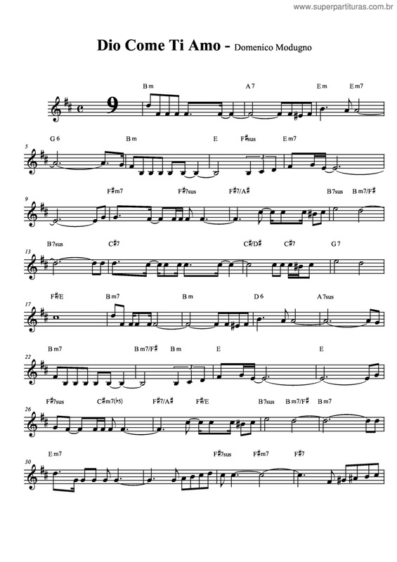 Partitura da música Dio Come Ti Amo v.4