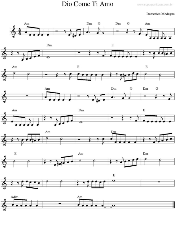 Partitura da música Dio Come Ti Amo