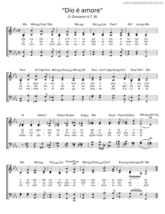 Partitura da música Dio È Amore