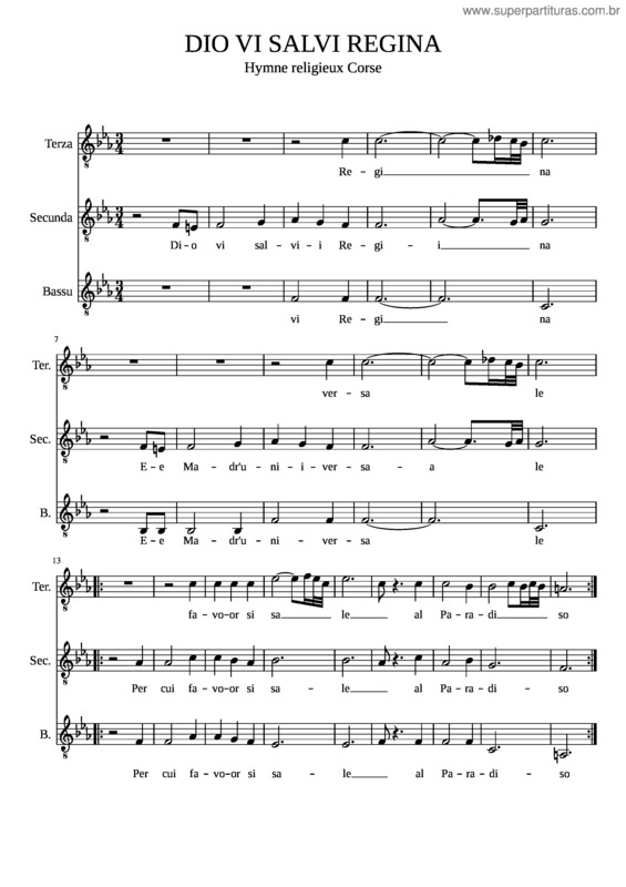 Partitura da música Dio Vi Salvi Regina v.2