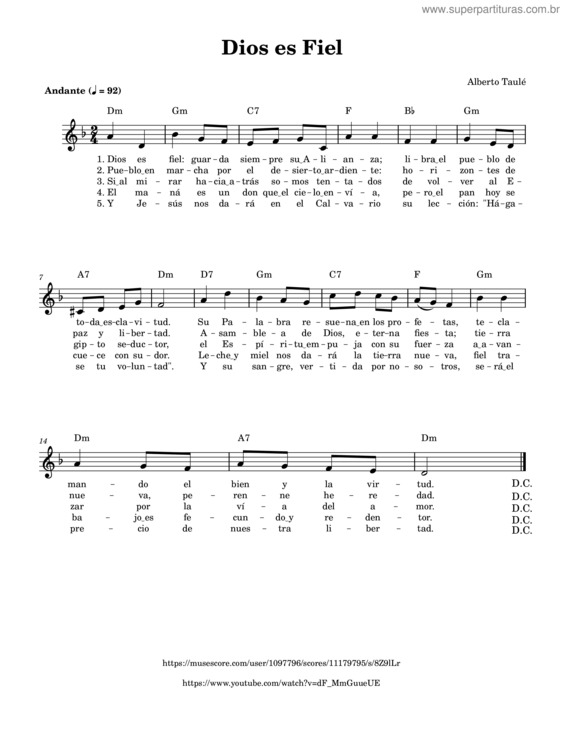 Partitura da música Dios Es Fiel