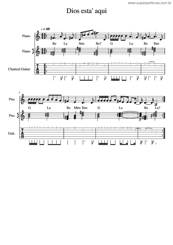 Partitura da música Dios Esta` Aqui