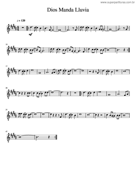 Partitura da música Dios Manda Lluvia