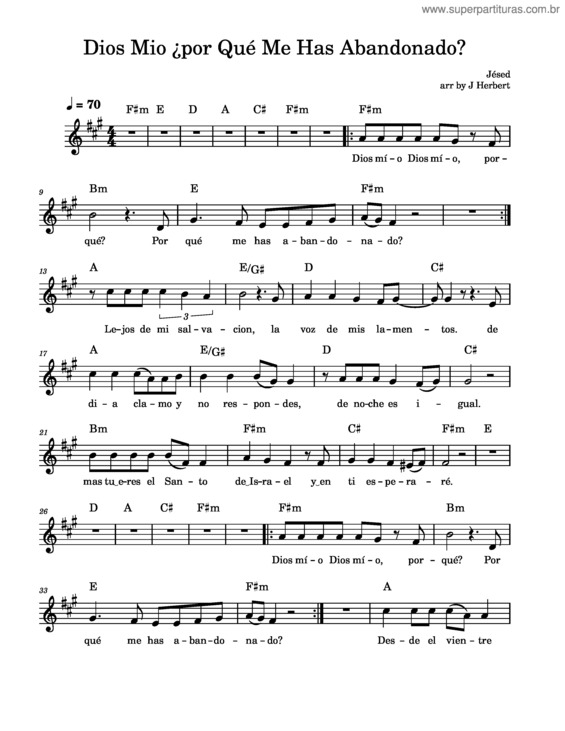 Partitura da música Dios Mio ¿Por Qué Me Has Abandonado? – Jesed
