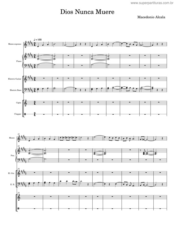Partitura da música Dios Nunca Muere – Macedonio Alcalá v.6