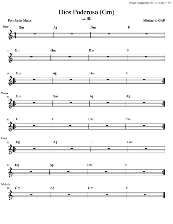 Partitura da música Dios Poderoso