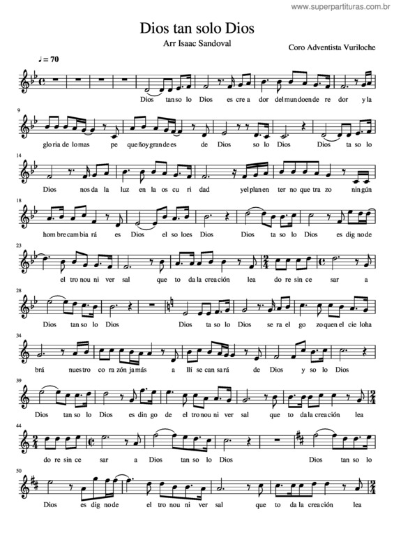 Partitura da música Dios Sipoi