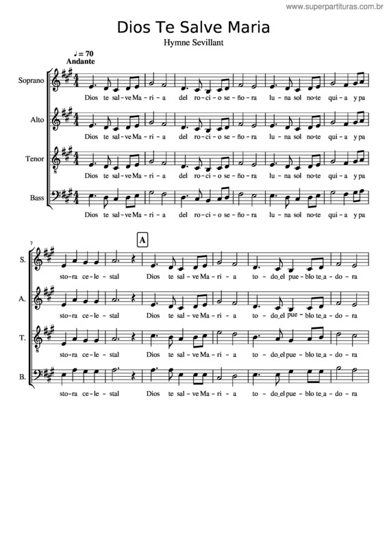 Partitura da música Dios Te Salve Maria