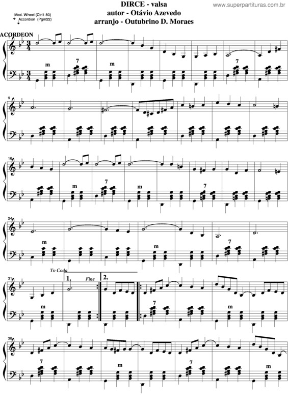 Partitura da música Dirce v.5