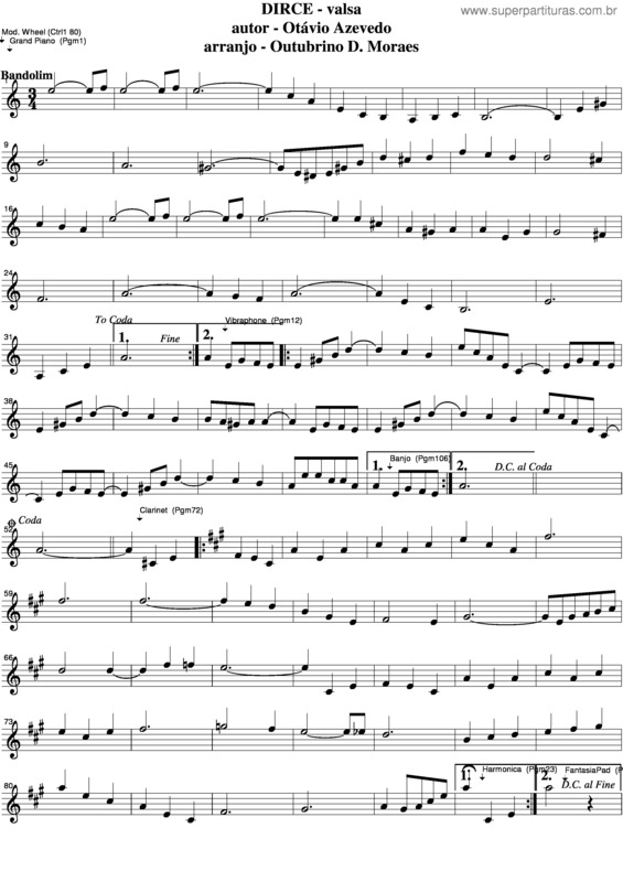 Partitura da música Dirce v.6