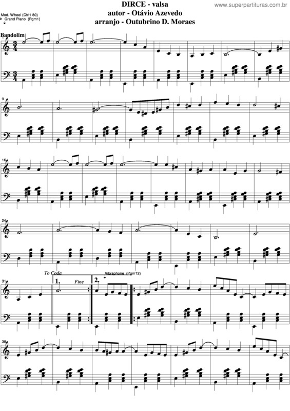 Partitura da música Dirce v.7