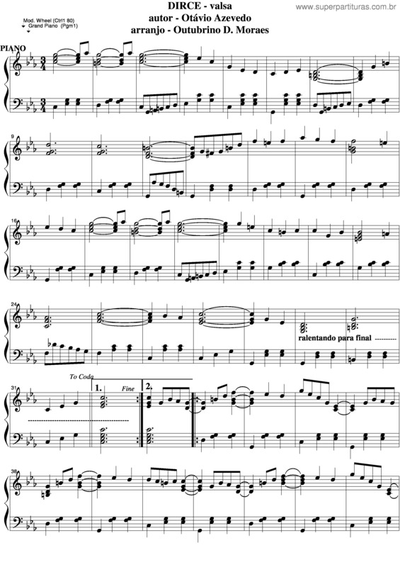 Partitura da música Dirce v.8