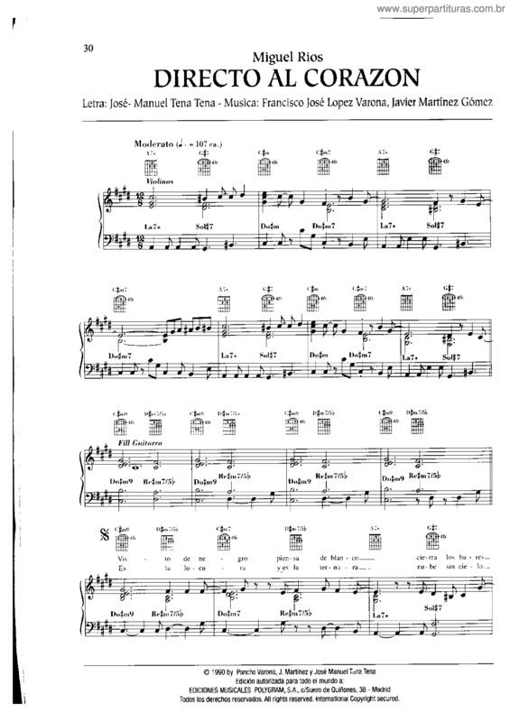 Partitura da música Directo Al Corazon v.3