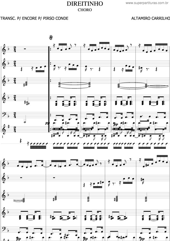 Partitura da música Direitinho v.2