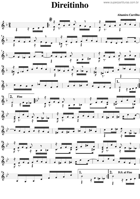 Partitura da música Direitinho