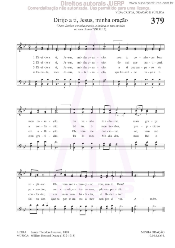 Partitura da música Dirijo A Ti, Minha Oração - 379 HCC v.2