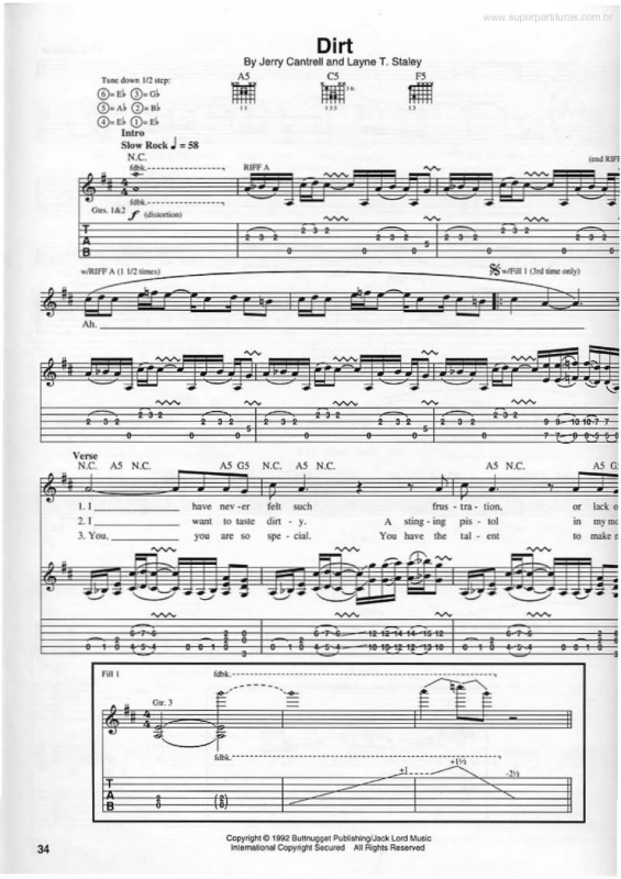 Partitura da música Dirt