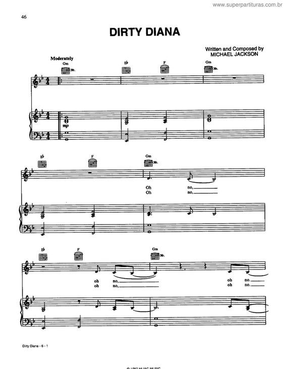 Partitura da música Dirty Diana