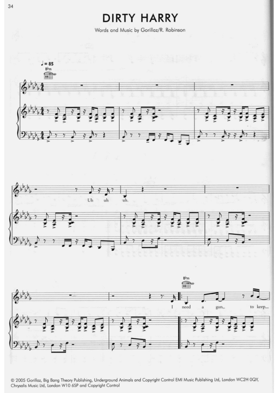 Partitura da música Dirty Harry