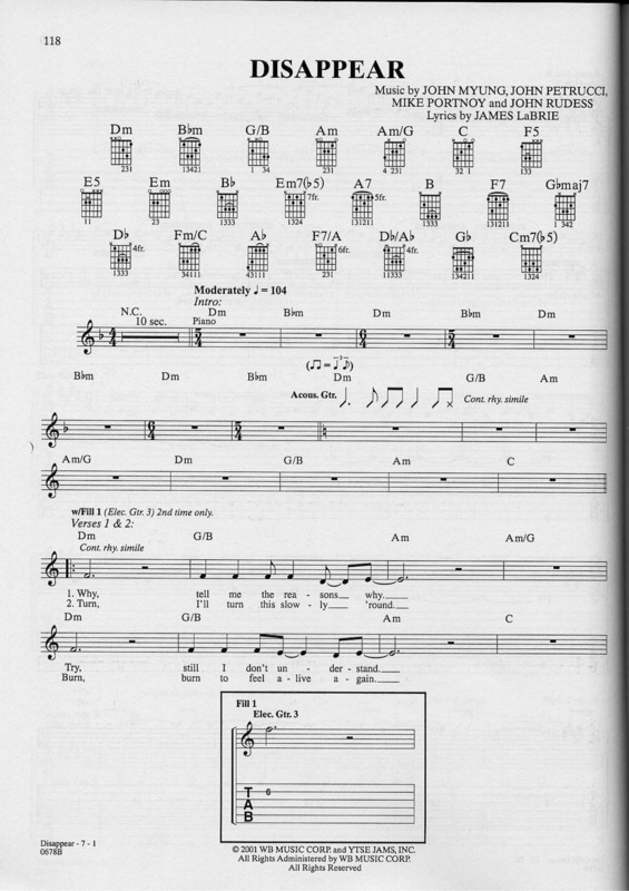 Partitura da música Disappear