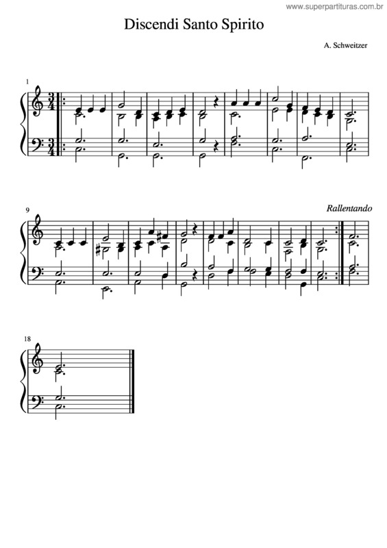 Partitura da música Discendi Santo Spirito Discendi Santo Spirito – Schweitzer
