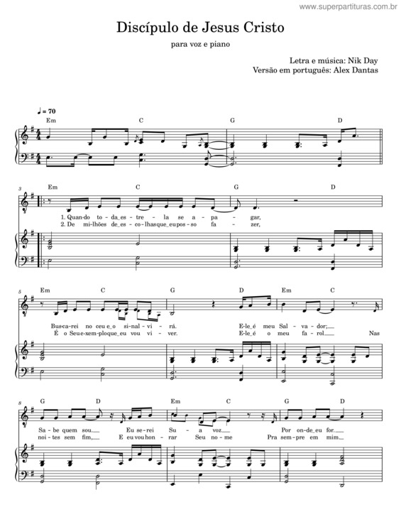 Partitura da música Discípulo De Jesus Cristo – Nik Day