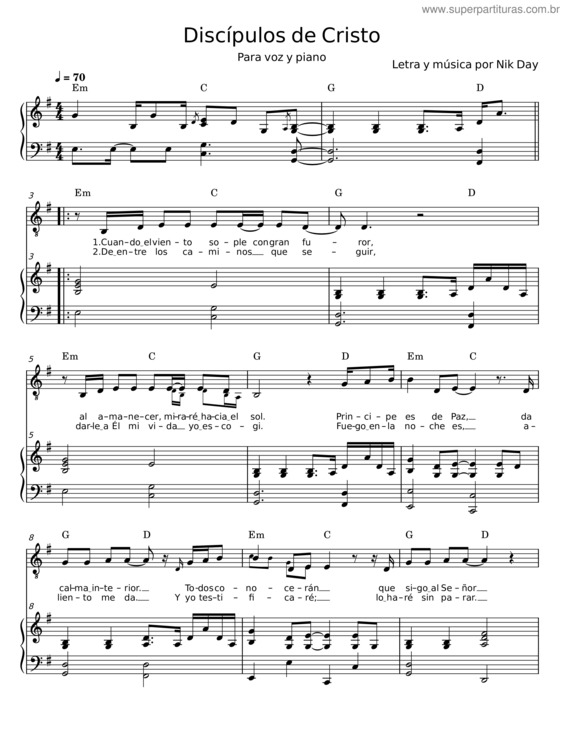 Partitura da música Discípulos De Cristo – Nik Day