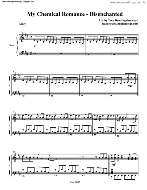 Partitura da música Disenchanted