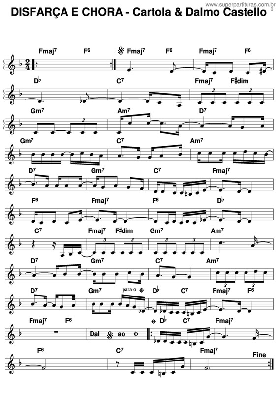 Disfarça e Chora - Cartola, Dalmo Castello Sheet music for Guitar