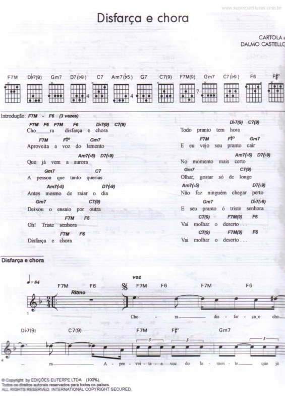 Disfarça e Chora - Cartola, Dalmo Castello Sheet music for Guitar