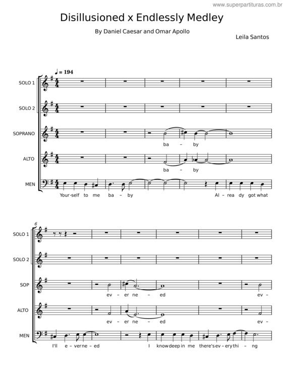 Partitura da música Disillusioned X Endlessly