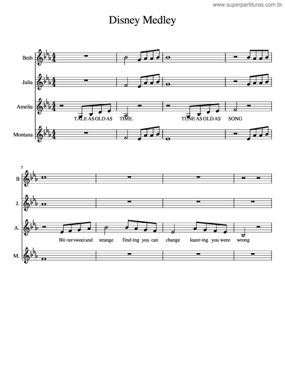 Partitura da música Disney Love Song Medley v.2