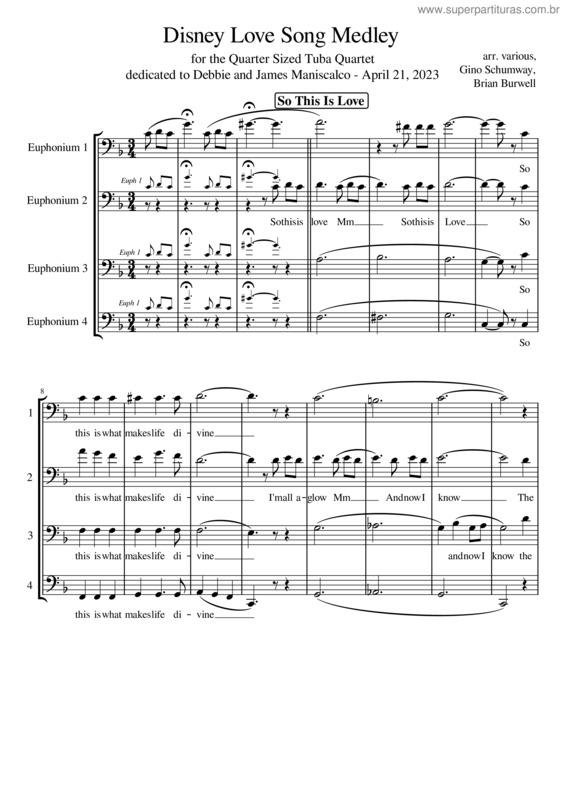 Partitura da música Disney Love Song Medley v.3