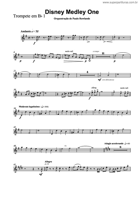 Partitura da música Disney Medley One v.2