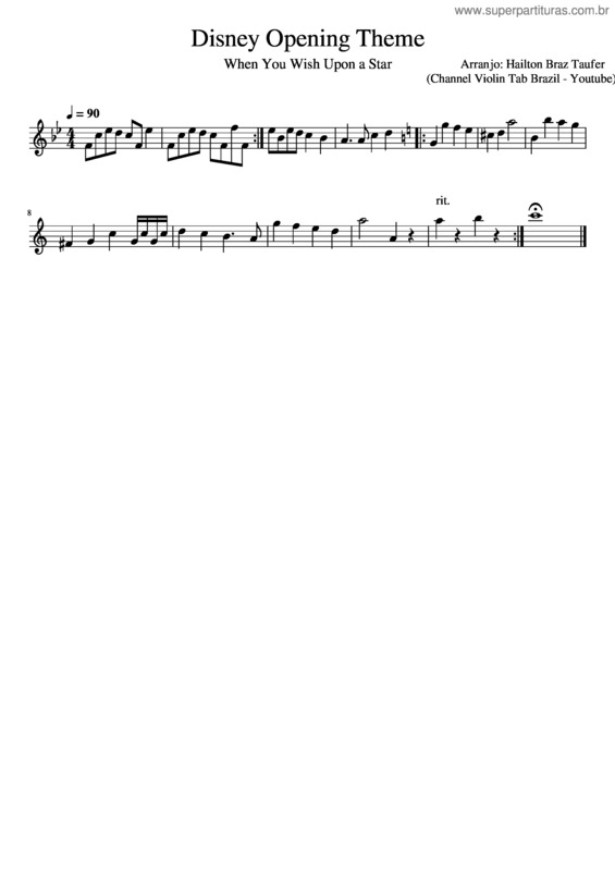 Partitura da música Disney Opening Theme Abertura Da Diney