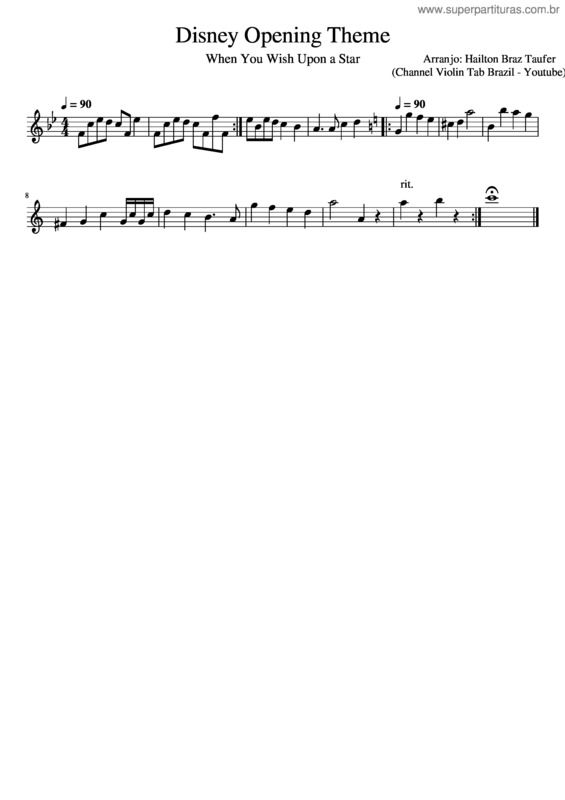 Partitura da música Disney Opening Theme Abertura Da Disney