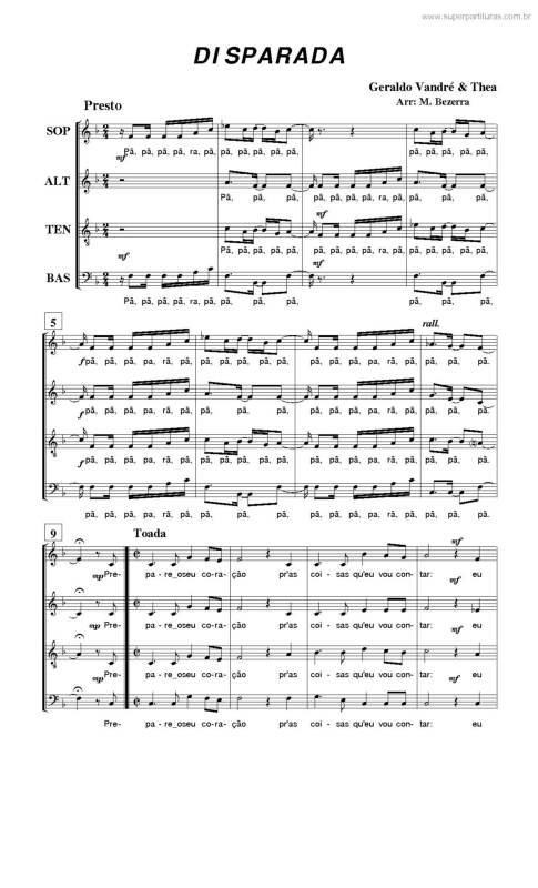 Partitura da música Disparada v.4