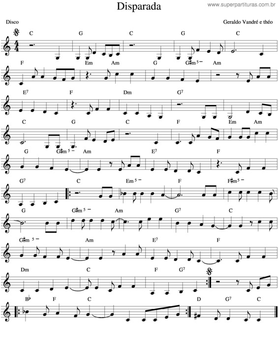 Partitura da música Disparada v.5