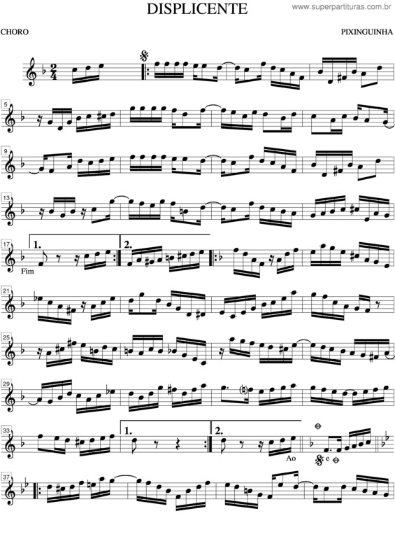 Partitura da música Displicente v.2