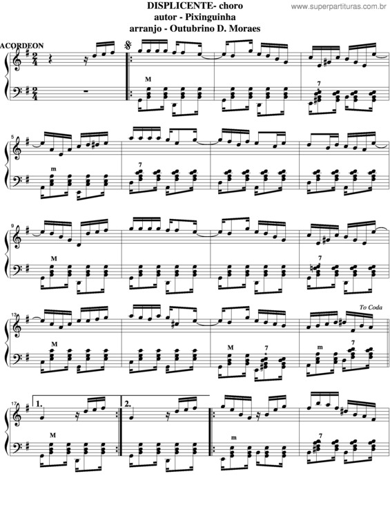 Partitura da música Displicente v.5